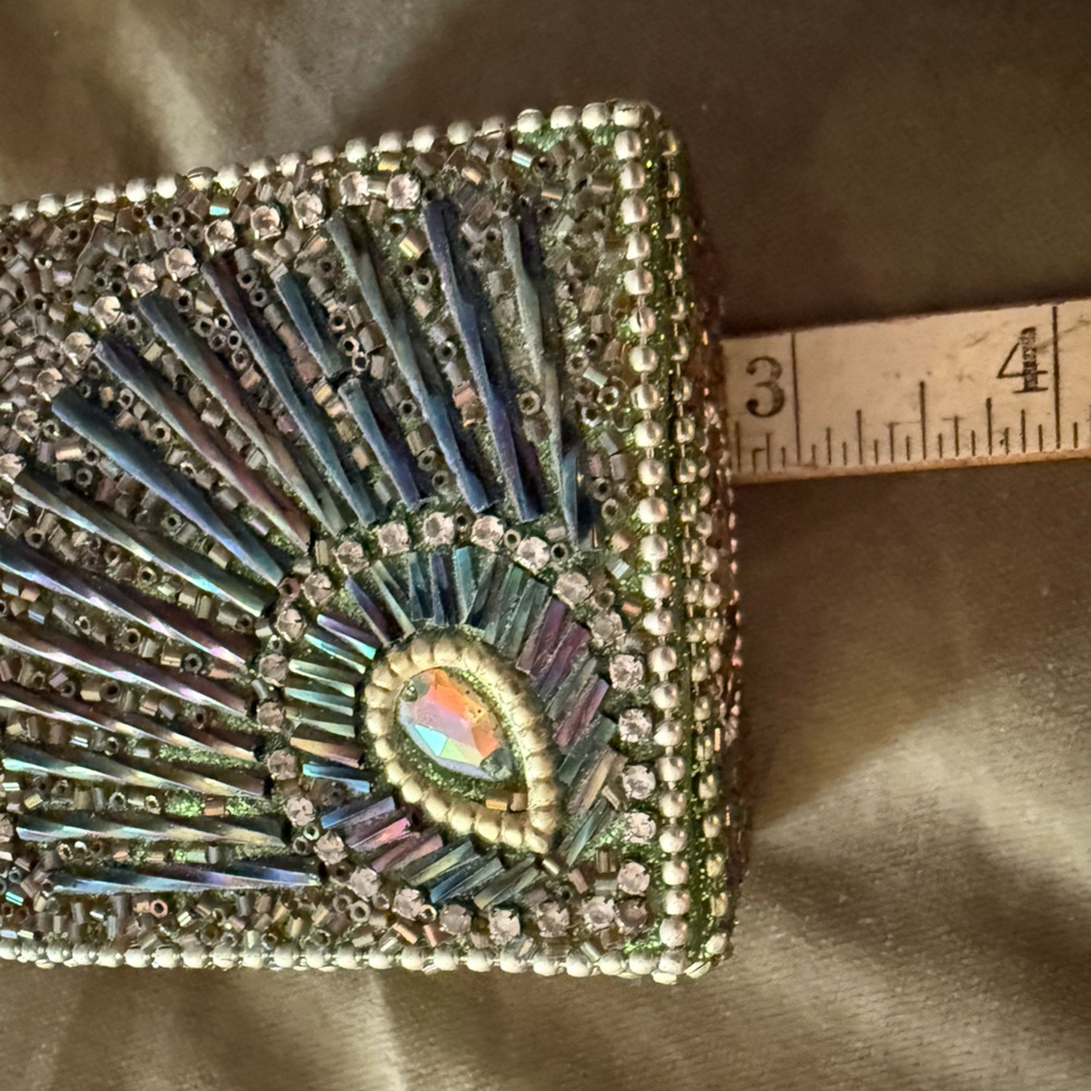 Pier 1 Imports Beaded peacock inspired Jewelry Box with Multicolor Design #18 - Picture 5 of 5